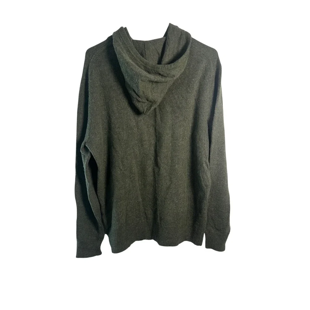 J.Crew Mens Extra-Soft Wool Blend‎ Knit Sweater Hoodie Olive Green Large